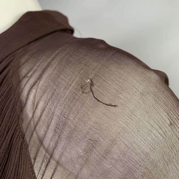 MASSIMO DUTTI Brown Viscose See Through Long Sleeve Dress - Picture 5 of 8